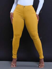 Pantalon pour femmes, couleur unie, taille élastique, design de poche, décontracté, adapté pour la vie quotidienne et les déplacements