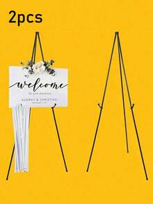 2pcs"63" Easel Stand For Wedding Sign, Display Poster, Sign Poster Stand For Display, Display Easel Stand With Bag, Holds 5 Lbs,Easel Stand For Display, Foldable Portable Ground Easel For Wedding Banner And Poster Display Stand, Tabletop Easel Display Metal Tripod Summer Birthday Gifts Beach Back To School School Supplies Room Decor - Multicolor - View 3