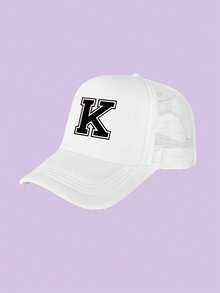 1 Kids White Baseball Caps 26 Letters Printed Baseball Caps, Outdoor Recreational Activities Sunscreen Breathable And Quick Drying, Suitable For Spring And Summer Daily Outdoor Use, Campus Activities - White - View 34
