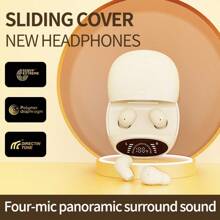 Écouteurs sans fil améliorés avec microphone, écouteurs sans fil miniatures mignons intra-auriculaires avec affichage LED, étui de recharge mini pour hommes et femmes