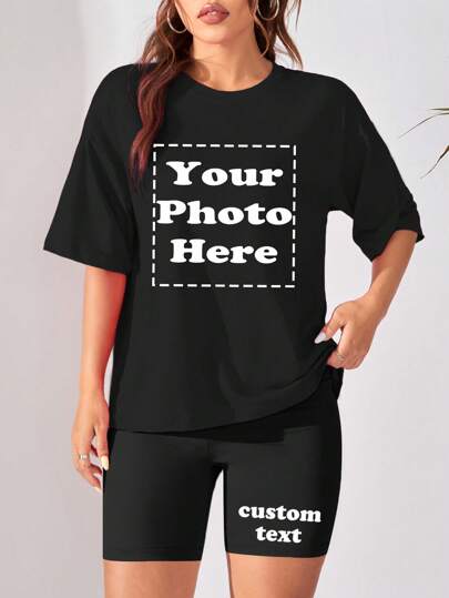 Customized Women's Suits, Add Your Own Pictures (Patterns/Friends' Photos/Family Photos/Pets/Logos, Etc.) To Tops, Add Text To Pants, Design Your Own Personalized Printed T-Shirts And Sports Shorts, As Gifts For Girlfriends, Couple Dating Shirts, Etc., Can Be Used For Anniversaries, Valentine's Day, Mother's Day