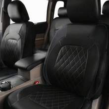 5pcs Car Seat Covers, Leather PVC Material, Quilted Design Suitable For Midsize And Small Vehicles, Four Seasons Universal, Diamond Pattern - one-size - View 5