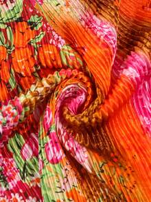 1 件春夏新款配饰女士 90 厘米褶皱印花围巾、女士头巾和方形围巾、发饰、头带、发带、头巾、时尚配饰、箍、阿巴亚，适合海滩度假和日常生活，为您的风格增添亮点 - 橘色 - 查看 3