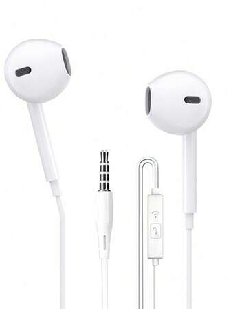 1pc Wired Earphones With Bass Boost, 3.5mm Inline Control Earbuds For Smartphones