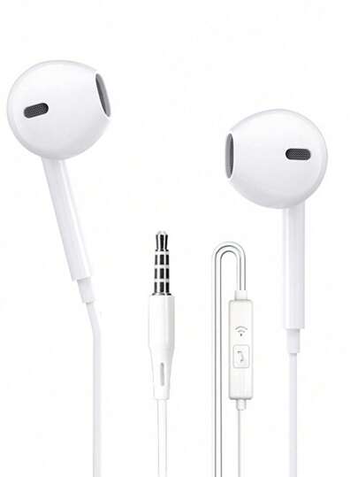 1pc Wired Earphones With Bass Boost, 3.5mm Inline Control Earbuds For Smartphones