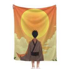 Man In Kimono Gazing At The Moon, Peaceful Scene, Home Use, Travel, Camping, Personalized Blanket A Perfect Gift For Family And Friends_00001_