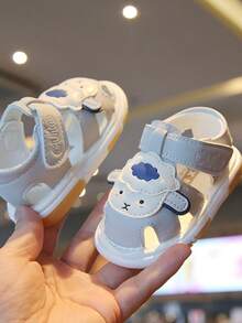 1 Pair Infant Cartoon Soft Bottom Squeaky Shoes, Toddler Walking Shoes With Sound, Suitable For Summer - Grey - View 8