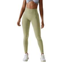 FREES COPES Women's Leggings, High Elasticity Women's Yoga Pants, Push-Up Sports Tights, Cropped, High Waist Leggings For Women, Yoga Leggings, Soft, Elastic, Opaque, Butt Lifting, Leggings For Gym, Training - 灰綠色 - 查看 3
