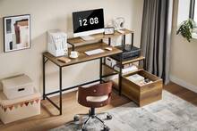 SoBuy Desk With 3 Shelves Computer Desk Office Desk Work Table For Home Office Corner Desk Industrial Design W X H X D Approx. 143 X 90 X 50 Cm FWT103-PF - Brown - View 2