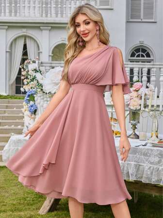 Chiffon Minimalist Sexy Sleeveless Bodycon Party Wedding Dress,Bridesmaid Dress