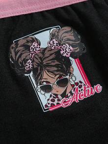 女童豹纹和心形印花 4 件套时尚柔软三角内裤，粉色和黑色 - 彩色 - 查看 5