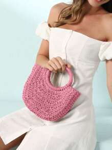 Yogodlns Sac à bandoulière en osier tissé, Décoration de marguerite, Petit sac à main fait main, Sac d'été bohème