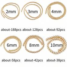 1 pieza Cuentas redondas de piedra de hematita chapada en oro KC, de 2/3/4/6/8/10mm, moda versátil con estilo metálico y punk, adecuado para pulseras, collares, joyería, colgantes, cadenas de teléfono/llaves, cuentas al por mayor - chapado en oro KC - Ver 7