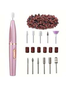 1pc Rechargable 300mAh Smooth & Shiny Nails Instantly - Electric Nail Grinder, Mini Manicure Pen & Multi-Head Grinder Set