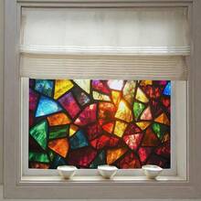 1 Stück Buntglas Fensterfolie, dekorative Fensterfolie mit abstraktem Statik-Klebeeffekt, nicht klebend, Fensterdekoration für Zuhause, Büro, Wohnzimmer, Toilette, Küche, Tür und Fenster