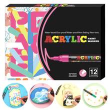 FLYSEA مجموعة أقلام تحديد أكريليك حيوية] 12/18/24 قطعة مجموعة أقلام تحديد أكريليك حيوية - قلم تحديد متوسط (2-3 مم) - للرسم على الصخور والأوراق السوداء وتزيين السكاتبورد والخشب والبلاستيك والكانفاس وبطاقات عيد الميلاد والعودة إلى المدرسة - متعدد الألوان - مشاهدة 4