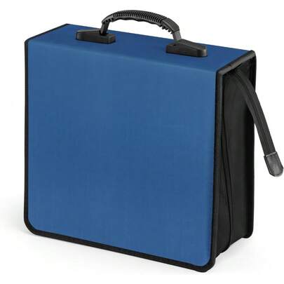 240/400 Capacity CD Case Portable Blu-Ray/DVD/VCD Binder Storage Wallet With Zipper & Handle, Large Protective Sleeves Media Holder For Dis Car Office Home Blue