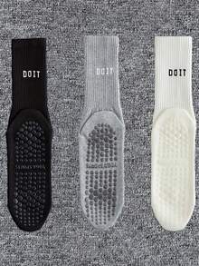 3/5/7 双防滑字母图案袜子，透气运动健身瑜伽普拉提中筒袜，专业室内运动健身瑜伽舞蹈普拉提硅胶防滑底袜，秋季