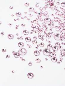 3PCS/Set Light Pink Nail Rhinestones And Gems 6Sizes Round & 12Grids Box Flat Rhinestones Kit With 1 Tweezer And 1 Pen For Nail Art Supplies And Accessories