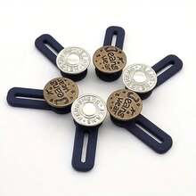 6 件金属纽扣延长器，适合牛仔裤、裤子和衬衫领子，即时腰部延长器，带硅胶