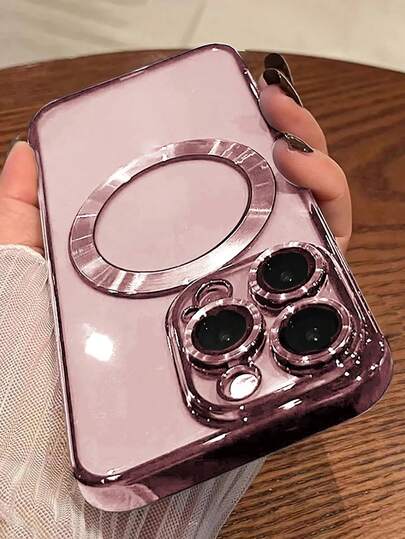 VRNOEI Deluxe Plating Magnetic Phone Case Compatible With IPhone 16 15 14 13 12 11 Pro Max 16 15 14 Plus Magnetic Wireless Charging Shockproof Phone Case Phone Cover Boys & Girls Transparent Magnetic Bumper Phone Case