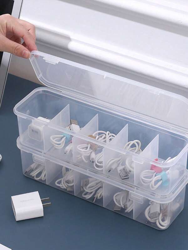 1pc Multi-Functional Transparent Plastic Box - Various Sizes Multi-Compartment Storage Box For Organizing Underwear, Socks, Beads, Craft Supplies, Jewelry, Hair Ties, Diamond Painting, Tea Bags, Instant Coffee, Sugar Packets, Earphones, Data Cables, Chargers, Fishing Lures, Small Items Desk, Dresser For Office And Home Organization, Dust And Water Proof, Back To School