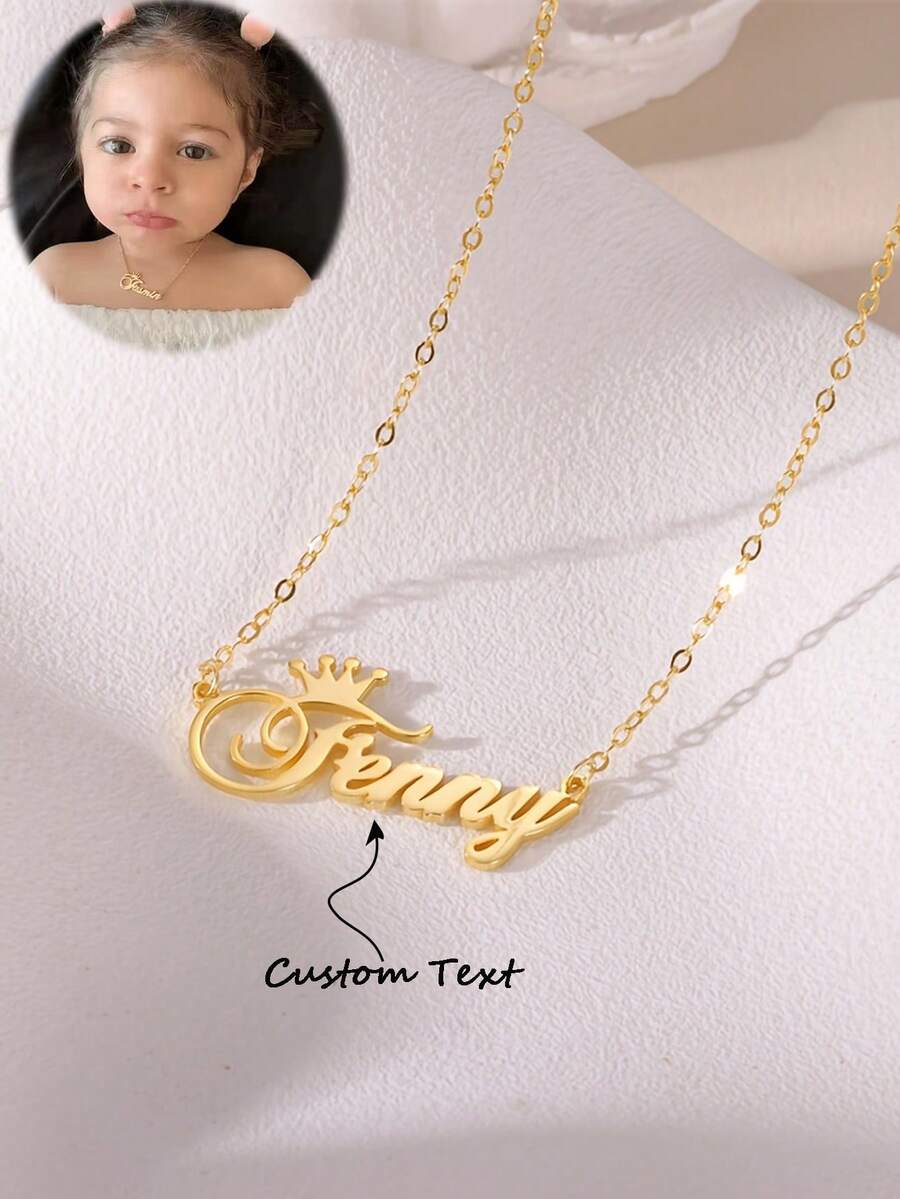 1PC Personalized Children Boys And Girls Love Name Stainless Steel Necklace ,Customized For Delicate Gift For Kids, Baby Shower,Back To School Winter Gift Ideas Boy Girl Valentine's Da,Mother's Day Gift