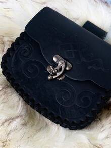 1PC Medieval PU Leather Pouch Portable Drawstring Purse Medieval Belt Pouch Vintage Renaissance Belt Pouch Dice Bag For Men Women Costume Accessories LARP Vintage Viking Belt Pouch Halloween - Buckle Bag - View 2