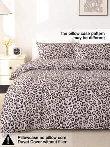 3pcs Leopard Print Bedding Set, Soft & Skin-Friendly Bed Linens Set, Includes 1 Duvet Cover & 2 Pillow Shams - Multicolor - View 4