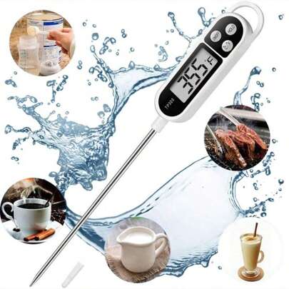 1 Pieza, Termómetro de alimentos de tipo sonda de acero inoxidable para el hogar, instrumento de medición de temperatura necesario para cocinar, hornear, asar a la parrilla, pasteles, postres. Ideal para fiestas al aire libre y en interiores
