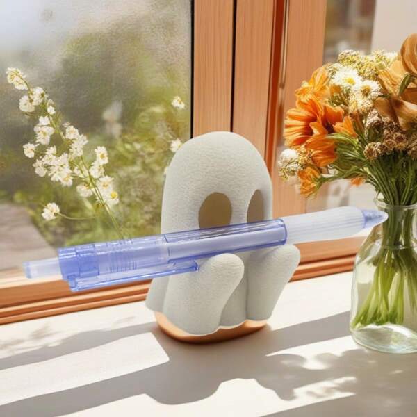 1 pieza Soporte de bolígrafo con forma de fantasma blanco adorable, regalo para artículos de escritorio como bolígrafo de tinta, bolígrafo, cuchilla de escultura, regalo pequeño y adorable