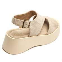 Sandales Platforme à Bride Arrière Style Croisé – Confort Et Allure Moderne - Beige - View 6