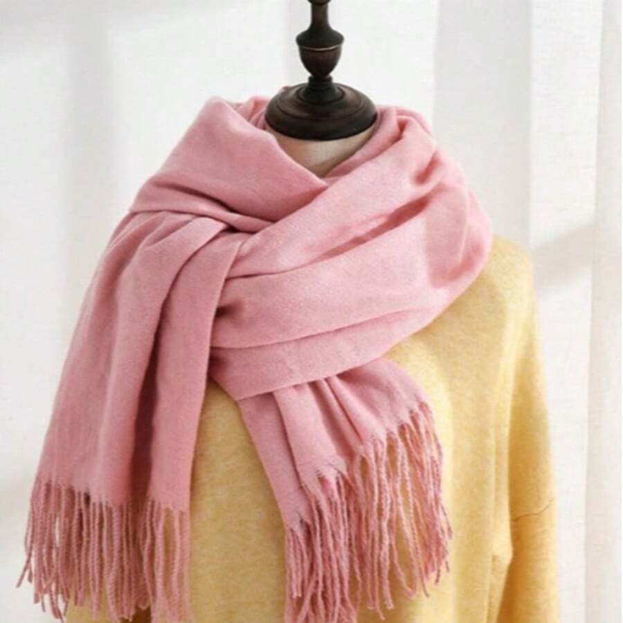 Shawls Scarf Sophisticated Plain Print Social-Xx6161 - Pink - View 1