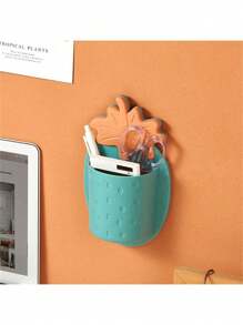 No-Drill Wall-Mounted Strawberry Storage Rack, Cute PP Simple Storage Rack, Hollow Bathroom Makeup Brush Storage Rack, Suitable For Bedrooms, Kitchens, Living Rooms And Various Occasions, Holiday Gifts.
