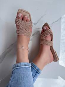 Women's Flat Sandal Rhinestone - 摩卡棕 - 查看 4