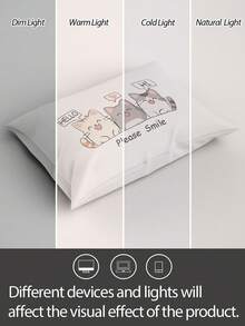 1pc 100% Polyester Digital Printed Pillowcase (Pillow Insert Not Included) - White - View 5