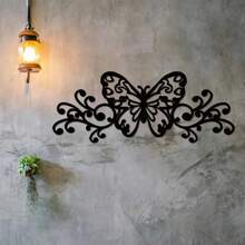 CIF BUY 1 pieza Decoración de pared con logo de mariposa, silueta de mariposa de metal forjado, decoración de jardín, decoración de habitación, decoración de pared, colgante de pared de metal. También adecuado para balcones, terrazas y guarderías. Puede agregar un toque de elegancia a estas áreas.
