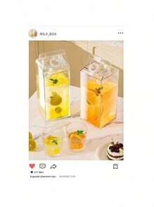 1pc Multifunctional Portable Large Capacity Square Milk Cup, Food Dispenser, Multipurpose, Sealed, Milk Storage Bottle, Juice, Beverage, Transparent Dispenser Bottle