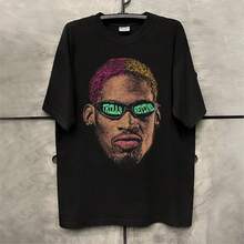 Rodman American High Street Small Collar Chic TRENDSSy Cool Short Sleeve Men And Women Rascal Handsome Atmosphere T-Shirt Cotton - 黑色 - 查看 1