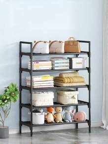 1pc 6/7 Layers Shoe Storage Rack, White/Black Bracket Bold Upgrade Shoe Shelf, Can Store 20 Pairs Of Shoes, Bags, Hats, Jackets And Umbrellas, Suitable For Entrance Hall/Apartment/Dormitory