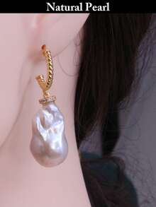 1 Pair Fashionable Natural Pearl Earrings, White Pearl Earrings For Women, Daily Wear & Holiday Gift Box