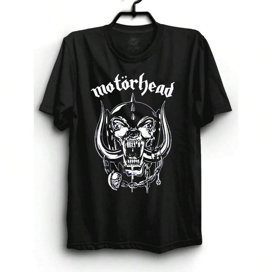 Mot0rhead Alternative Rock Band T-Shirt Unisex Men Women 100% Cotton Top Premium Streetwear New Release Immediate Shipping Various Colors!! Plus Size - 黑色 - 查看 1
