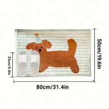 1 Pc Cartoon Dog Striped Bath Mat, Non-Slip Absorbent Flannel Rug, Machine Washable Polyester Blend, Rectangular Bathroom Floor Mat, Bedroom Bedside Rug, Living Room Area Rug, Home Decoration Rug Carpet Rugs Door Mat Room Decor Carpet For Living Room Kitchen Rug Bedroom Decor Blankets And Throws Rugs For Bed Room Bathroom Decor Room Decoration Stuff Living Room Decor Office Decor House Decor Home Decor Living Room Bathroom Rug Room Decor Aesthetic