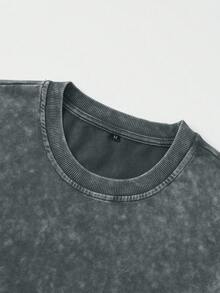 Shwiy Men's Street Casual Washed Sleeveless Vest With Retro Ramen Print, Slim Fit Cartoon Letter Minimalist Stylish Leisure - Dark Grey - View 3