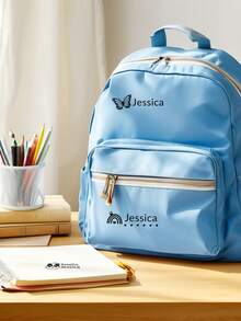 1 个印章 + 100 个姓名贴纸 - 儿童定制签名印章、儿童返校用品、个性化卡通图案姓名印章、DIY 定制卡通自墨姓名印章、签名印章用于签名姓名、儿童服装姓名印章防水、重现您的笔迹签名