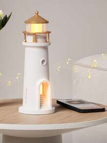 1Pc Moonlight Lighthouse Projectielamp, Sfeer Nachtlampje, Bluetooth Speaker Creatieve Muziek Afstandsbediening Menselijke Sensor Ornament Kleine Tafellamp, Verstelbare Volume Luidspreker, Woondecoratie, Slaapkamerdecoratie, Cadeau
