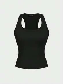 Floreya Square Neck Camisole For Women, Sexy & Simple, Casual, Fitted, Waist Cinched, Sleeveless, Layering, Versatile Crop Top, Minimalist Design, Athletic Vibe, Suitable For All Seasons