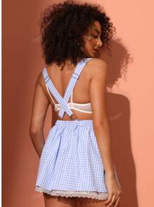 Vestido Vintage Quadriculado Sexy com Alças, Estilo Y2K para Mulheres
