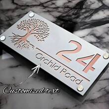 1 pièce Plaque de porte acrylique 3D personnalisable avec motif Arbre de vie - Plaque murale personnalisée avec numéro de maison et nom, chiffres flottants pour la décoration de la maison et du bureau, installation facile, sans électricité requise. Panneau de porte personnalisé | Plaque murale décorative | Plaque facile à installer, Décoration suspendue de porte, Multifonctionnel, Durable, Ornemental, Réutilisable, Raffiné, Stylé, Haute qualité, Coloré, Moderne, Personnalisé, Unique