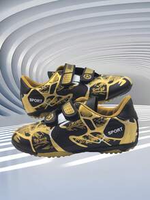 1 Pair Of Professional Youth Football Shoes Made Of PU Wear-Resistant, Broken Nail, And Anti Slip PU For Boys And Girls, Suitable For Daily Sports In All Seasons - Gold - View 5